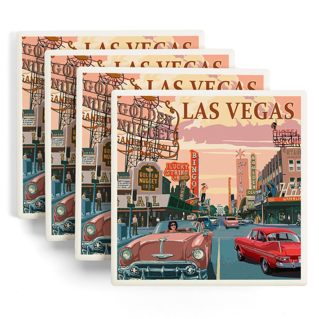 Las Vegas, Nevada, Old Strip Scene, Coasters Coasters Lantern Press