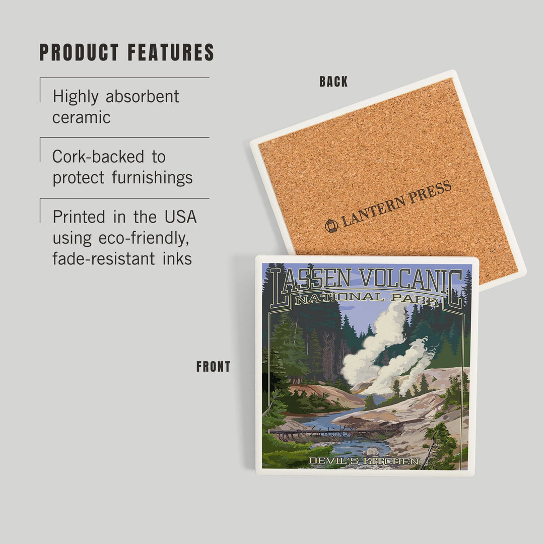 Lassen Volcanic National Park, California, Devil's Kitchen, Coasters Coasters Lantern Press