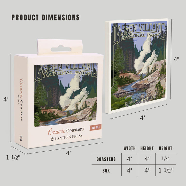Lassen Volcanic National Park, California, Devil's Kitchen, Coasters Coasters Lantern Press