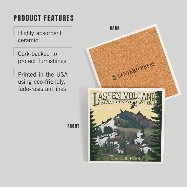 Lassen Volcanic National Park, California, Diamond Peak, Coasters Coasters Lantern Press
