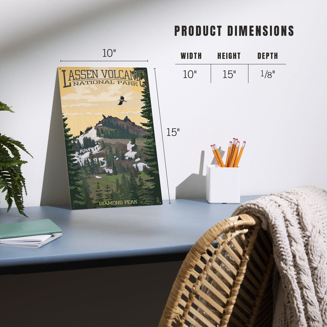 Lassen Volcanic National Park, California, Diamond Peak, Lantern Press Artwork, Wood Signs and Postcards - Lantern Press