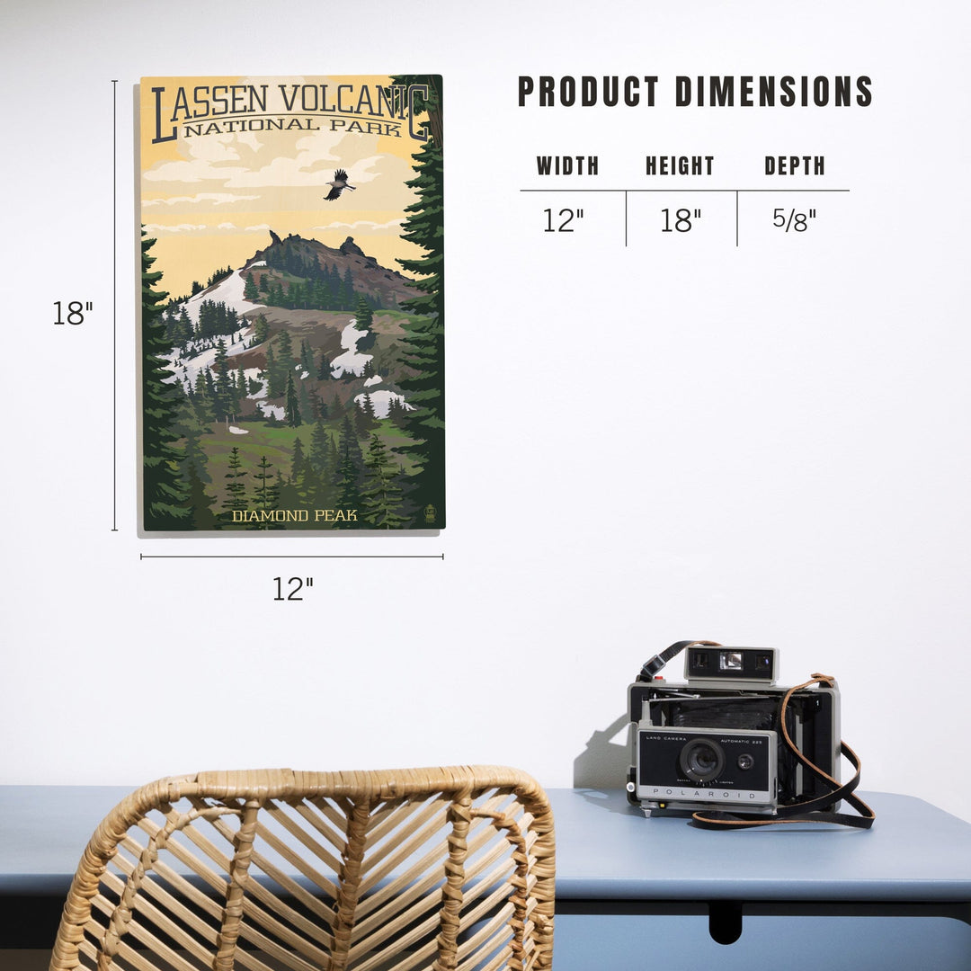 Lassen Volcanic National Park, California, Diamond Peak, Lantern Press Artwork, Wood Signs and Postcards - Lantern Press
