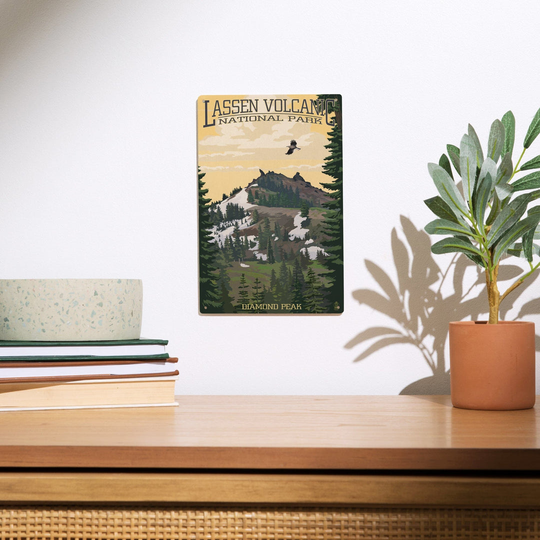 Lassen Volcanic National Park, California, Diamond Peak, Lantern Press Artwork, Wood Signs and Postcards - Lantern Press