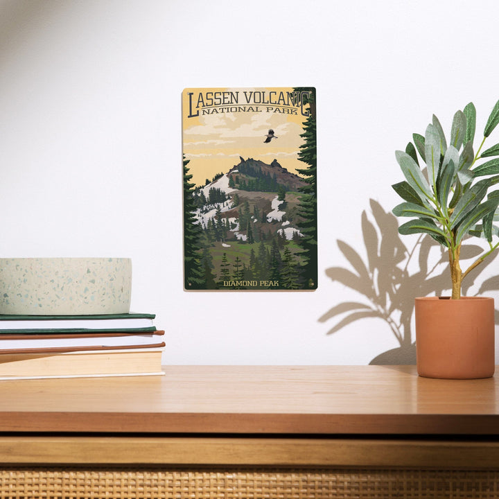 Lassen Volcanic National Park, California, Diamond Peak, Lantern Press Artwork, Wood Signs and Postcards - Lantern Press
