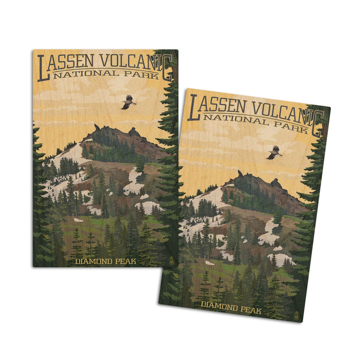 Lassen Volcanic National Park, California, Diamond Peak, Lantern Press Artwork, Wood Signs and Postcards - Lantern Press