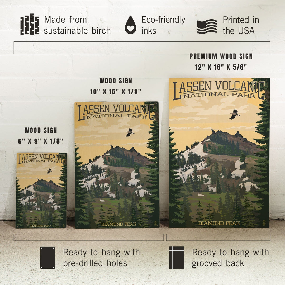 Lassen Volcanic National Park, California, Diamond Peak, Lantern Press Artwork, Wood Signs and Postcards - Lantern Press