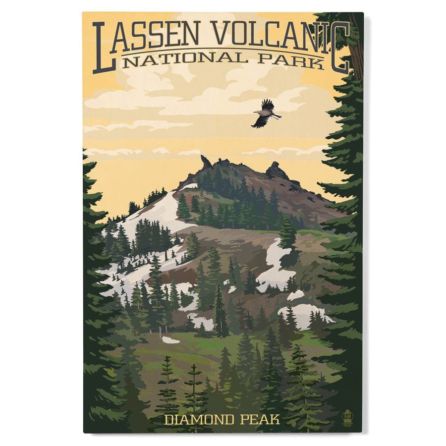 Lassen Volcanic National Park, California, Diamond Peak, Lantern Press Artwork, Wood Signs and Postcards - Lantern Press