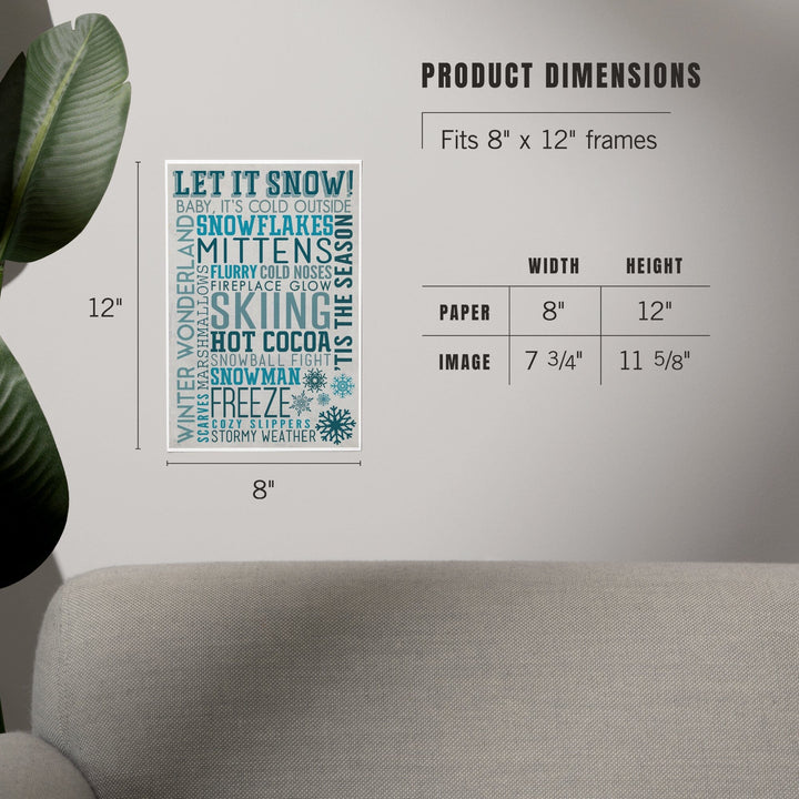 Let It Snow Typography, Art & Giclee Prints - Lantern Press