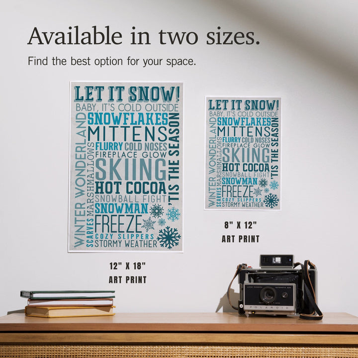 Let It Snow Typography, Art & Giclee Prints - Lantern Press