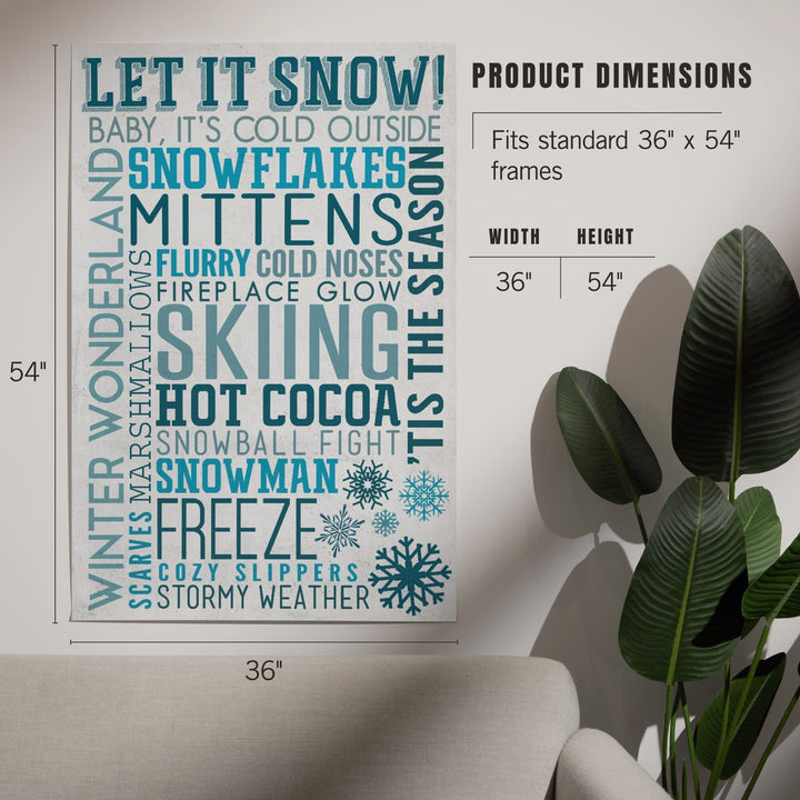 Let It Snow Typography, Art & Giclee Prints - Lantern Press