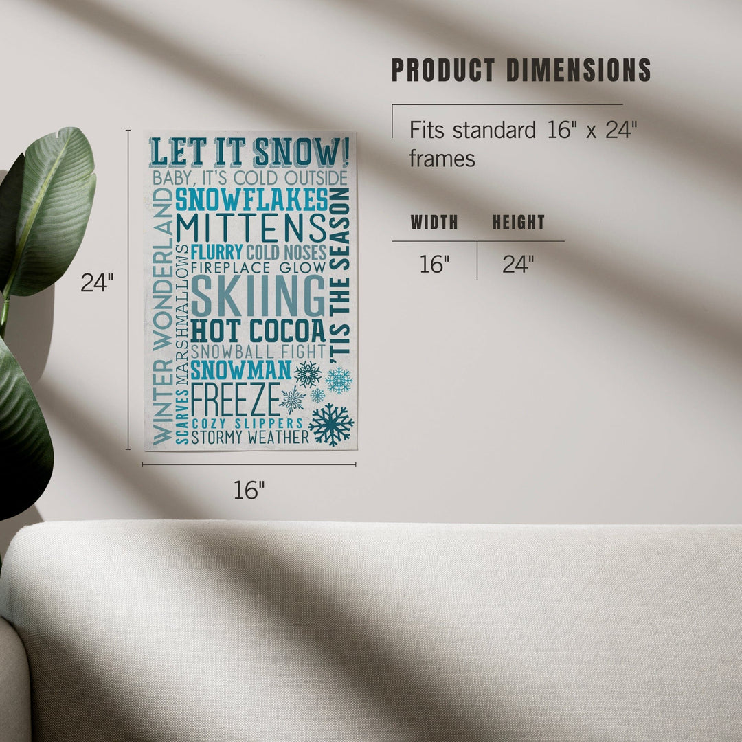 Let It Snow Typography, Art & Giclee Prints - Lantern Press