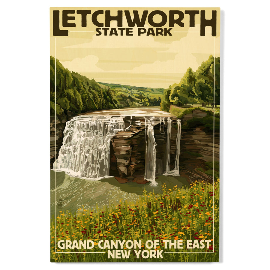 Letchworth State Park, New York, Middle Falls, Grand Canyon of the East, Lantern Press Artwork, Wood Signs and Postcards - Lantern Press