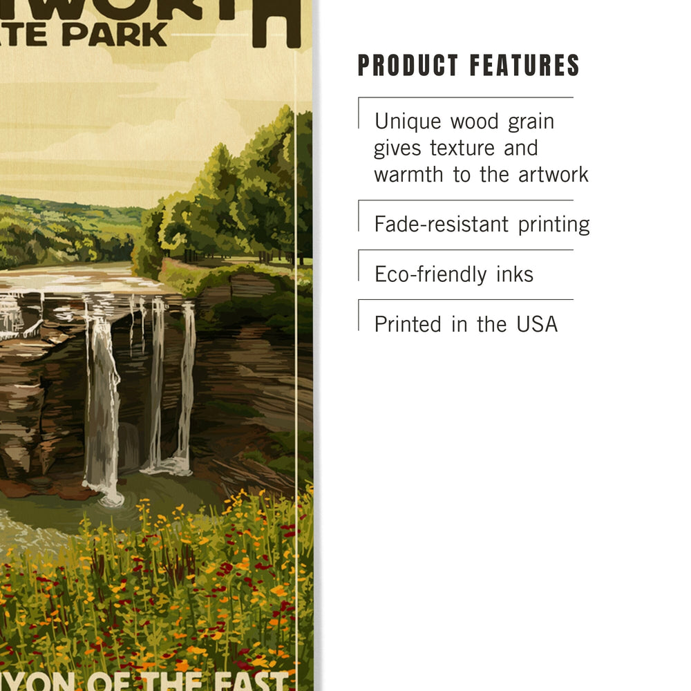 Letchworth State Park, New York, Middle Falls, Grand Canyon of the East, Lantern Press Artwork, Wood Signs and Postcards - Lantern Press