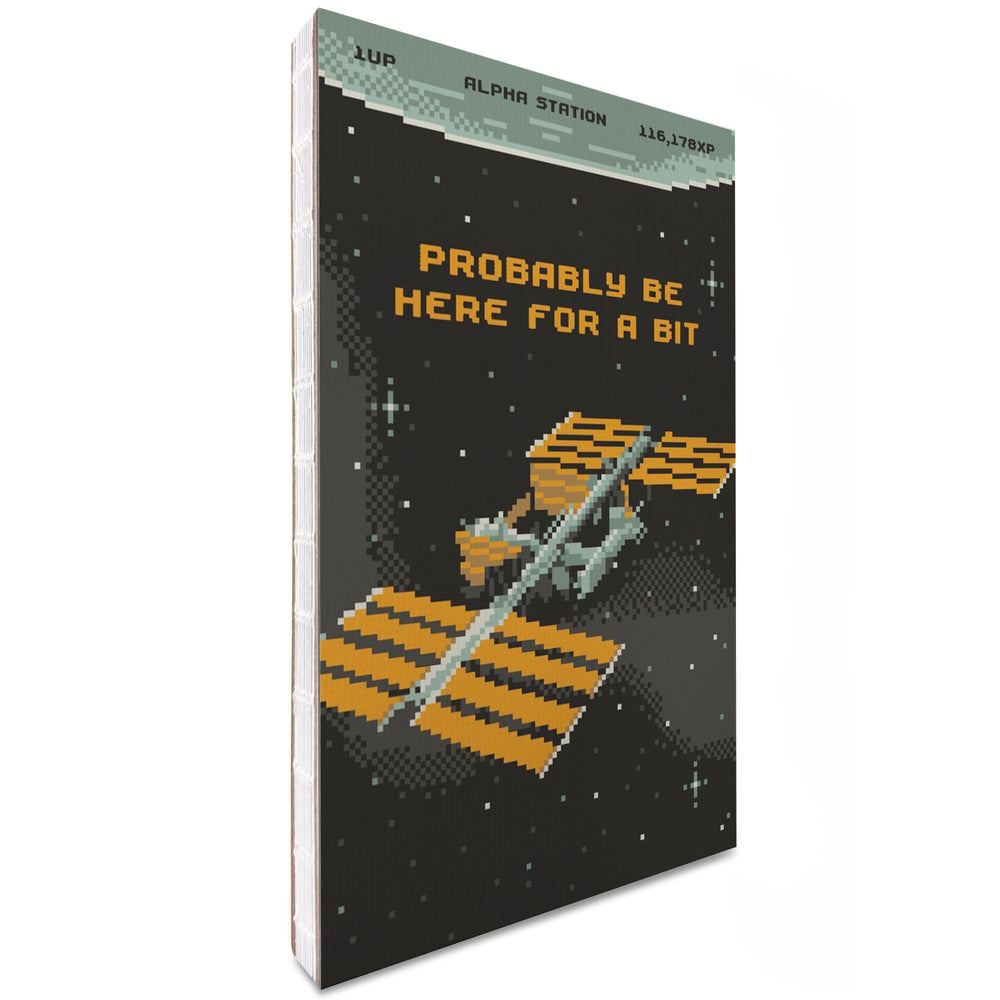 Lined 6x9 Journal, 8-Bit Space Collection, International Space Station, Probably Be Here For A Bit, Lay Flat, 193 Pages, FSC paper Home Lantern Press