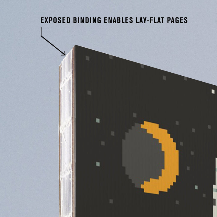 Lined 6x9 Journal, 8-Bit Space Collection, Rocket, No Star Too Far, Lay Flat, 193 Pages, FSC paper Home Lantern Press