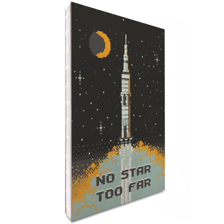 Lined 6x9 Journal, 8-Bit Space Collection, Rocket, No Star Too Far, Lay Flat, 193 Pages, FSC paper Home Lantern Press