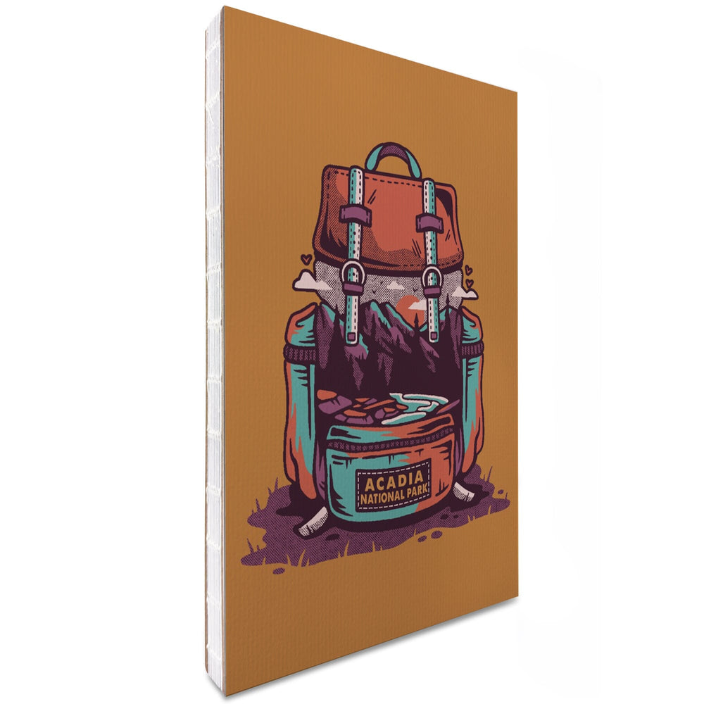 Lined 6x9 Journal, Acadia National Park, Maine, Backpack, Wander More, Distressed Vector, Lay Flat, 193 Pages, FSC paper Home Lantern Press