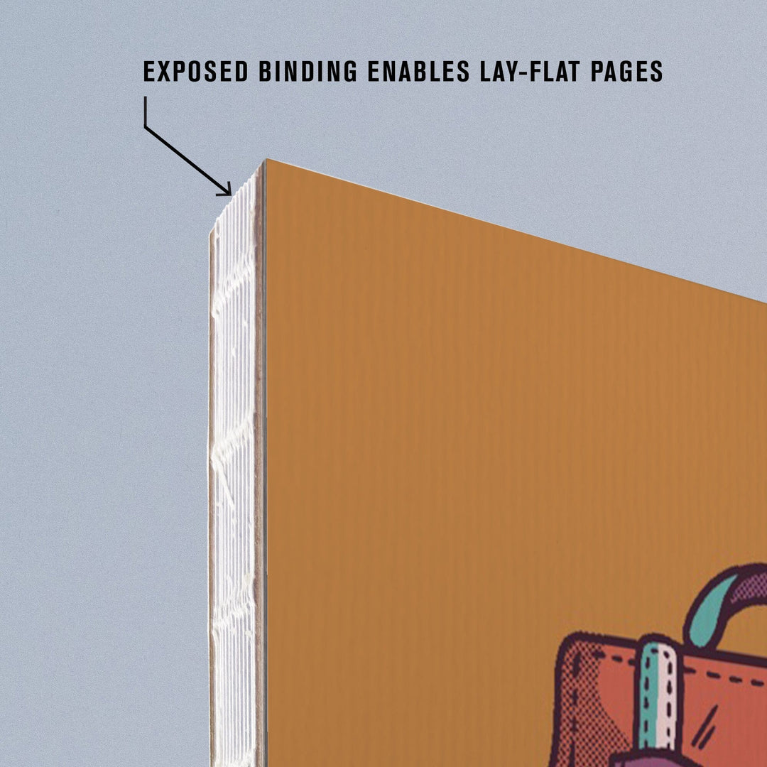 Lined 6x9 Journal, Acadia National Park, Maine, Backpack, Wander More, Distressed Vector, Lay Flat, 193 Pages, FSC paper Home Lantern Press