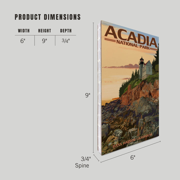 Lined 6x9 Journal, Acadia National Park, Maine, Bass Harbor Lighthouse, Lay Flat, 193 Pages, FSC paper Home Lantern Press