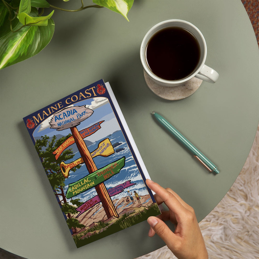 Lined 6x9 Journal, Acadia National Park, Maine, Destinations Sign, Lay Flat, 193 Pages, FSC paper Home Lantern Press