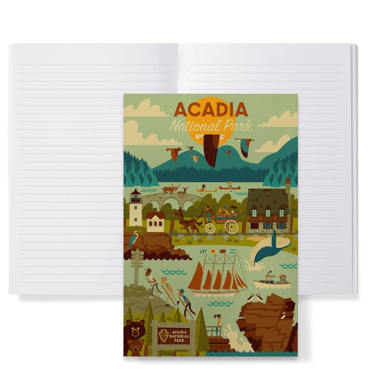 Lined 6x9 Journal, Acadia National Park, Maine, Geometric National Park Series, Lay Flat, 193 Pages, FSC paper Home Lantern Press