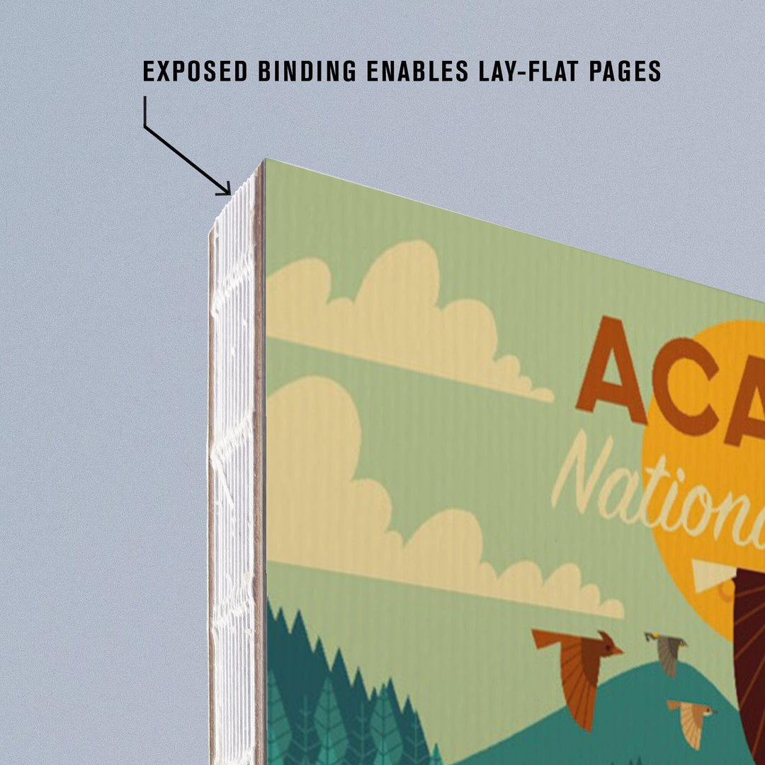 Lined 6x9 Journal, Acadia National Park, Maine, Geometric National Park Series, Lay Flat, 193 Pages, FSC paper Home Lantern Press