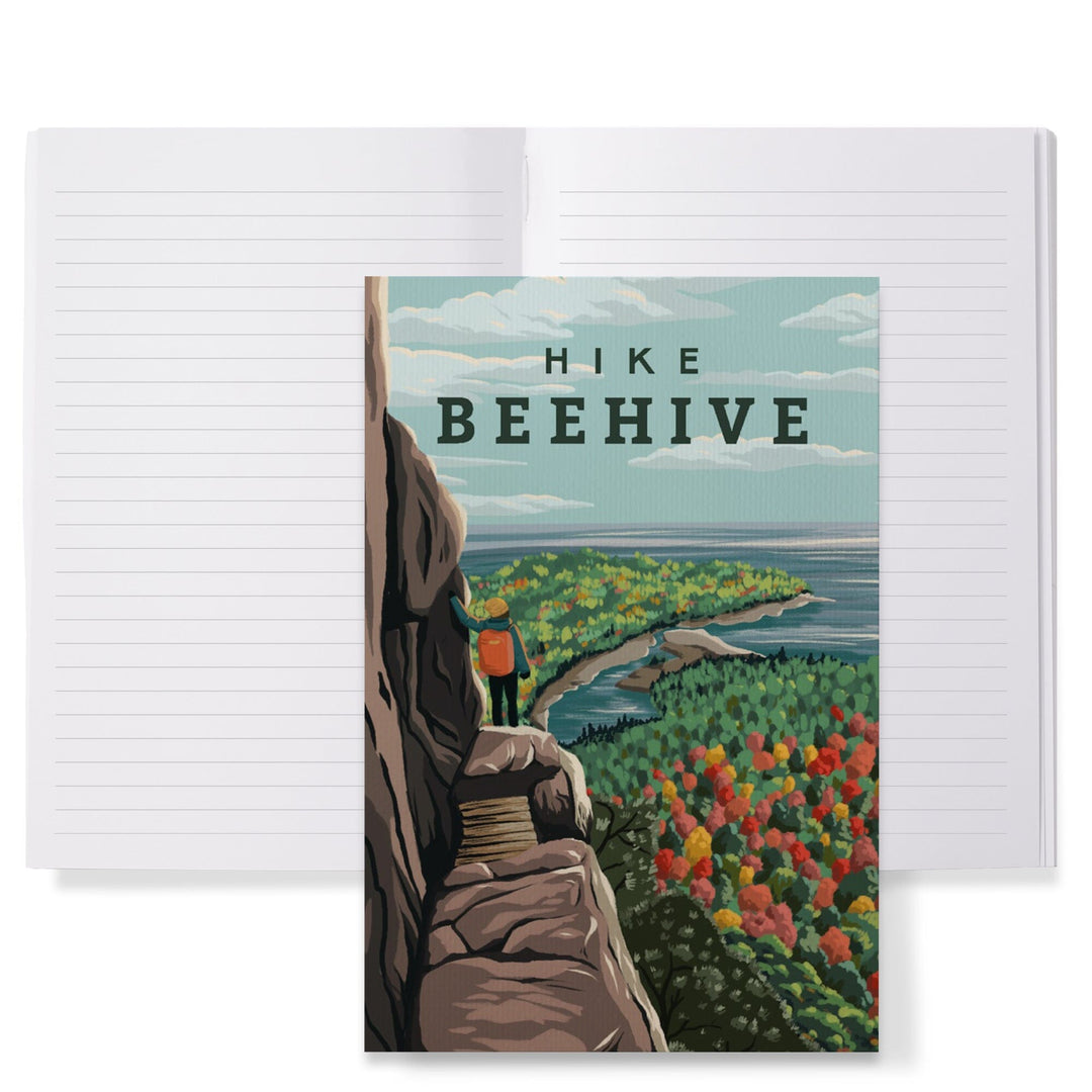 Lined 6x9 Journal, Acadia National Park, Maine, Hike Beehive, Fall, Illustration, Lay Flat, 193 Pages, FSC paper Home Lantern Press