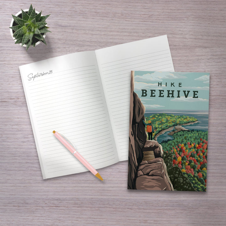 Lined 6x9 Journal, Acadia National Park, Maine, Hike Beehive, Fall, Illustration, Lay Flat, 193 Pages, FSC paper Home Lantern Press
