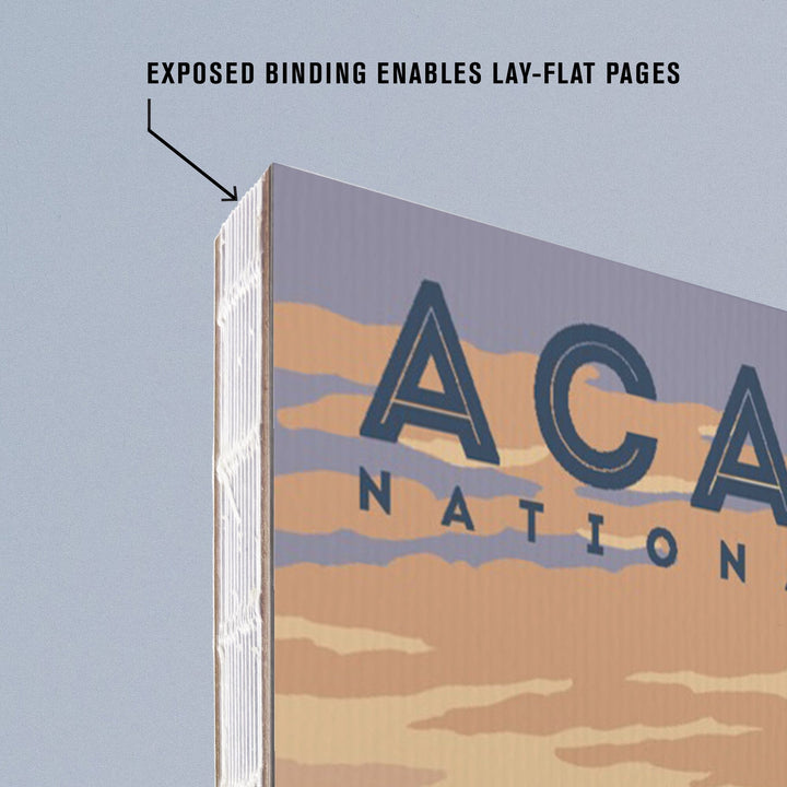 Lined 6x9 Journal, Acadia National Park, Maine, Jordan Pond Illustration, Lay Flat, 193 Pages, FSC paper Home Lantern Press