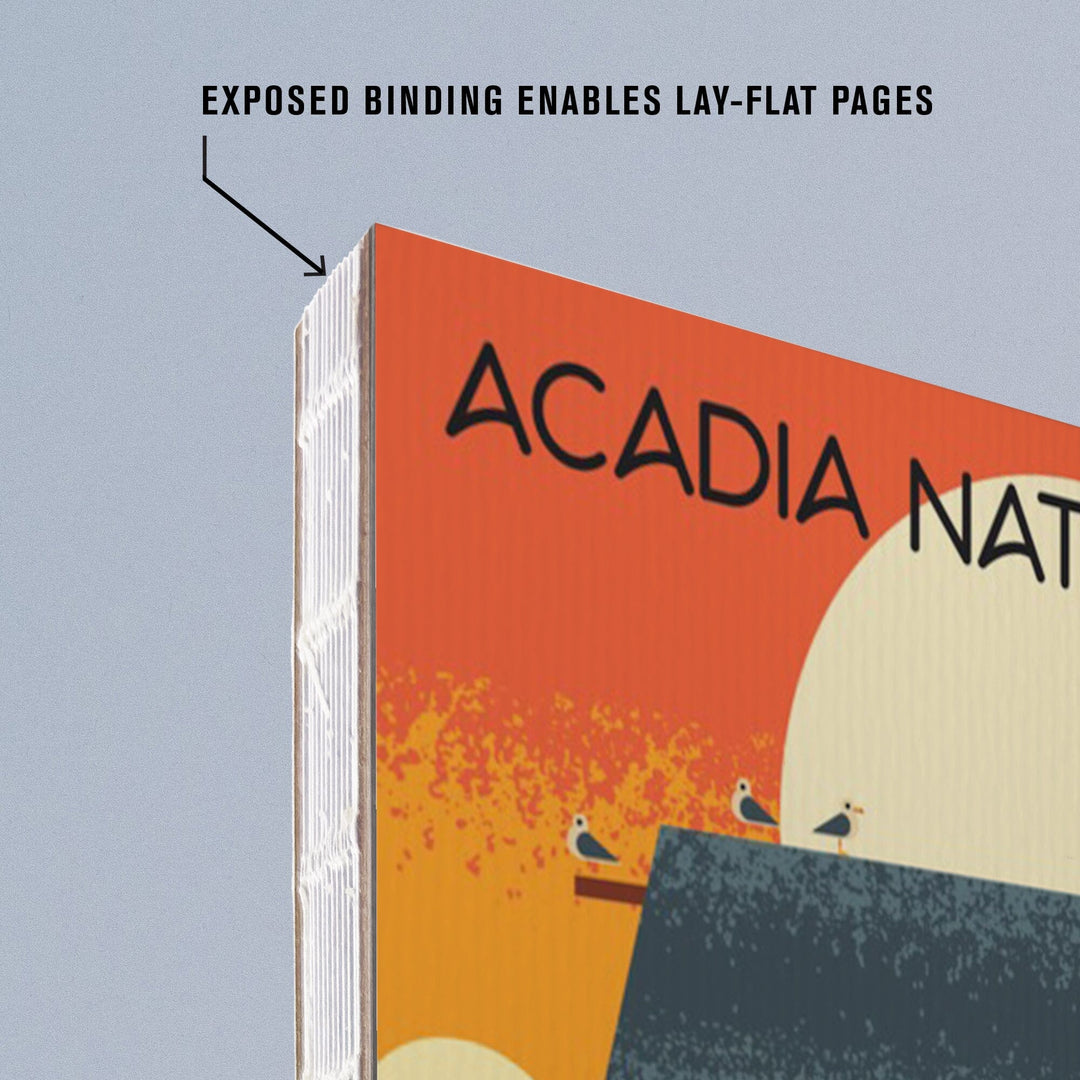 Lined 6x9 Journal, Acadia National Park, Maine, Nautical Geometric, Lay Flat, 193 Pages, FSC paper Home Lantern Press