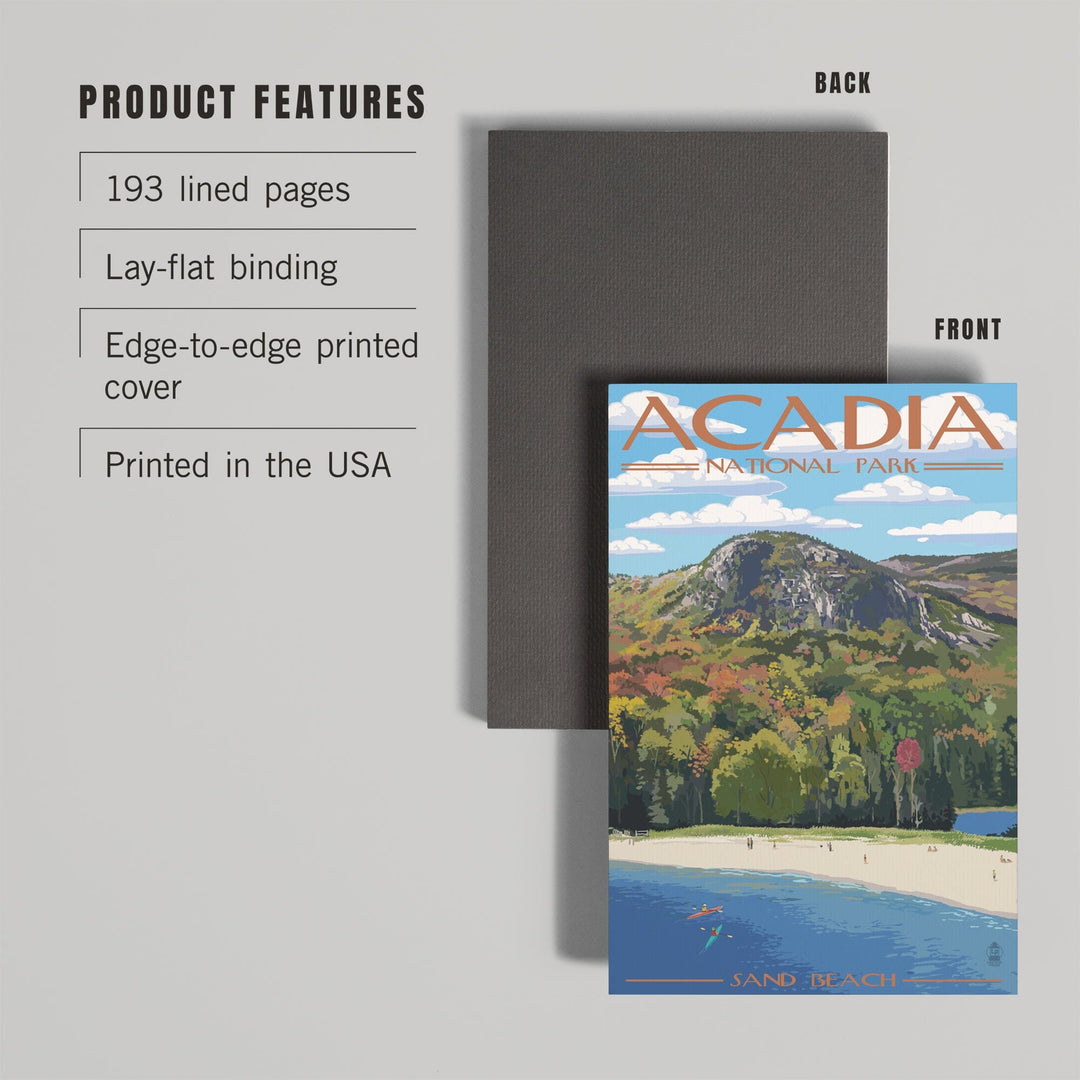 Lined 6x9 Journal, Acadia National Park, Maine, Sand Beach Scene, Lay Flat, 193 Pages, FSC paper Home Lantern Press
