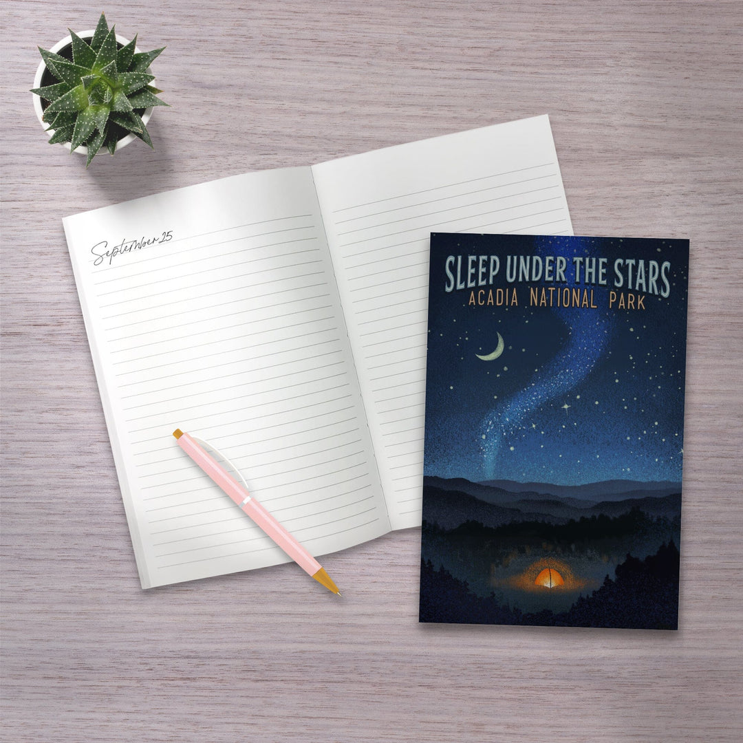 Lined 6x9 Journal, Acadia National Park, Maine, Sleep Under Stars, Lay Flat, 193 Pages, FSC paper Home Lantern Press