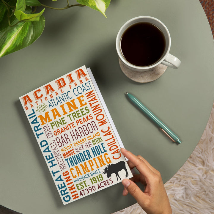 Lined 6x9 Journal, Acadia National Park, Maine, Typography, Lay Flat, 193 Pages, FSC paper Home Lantern Press