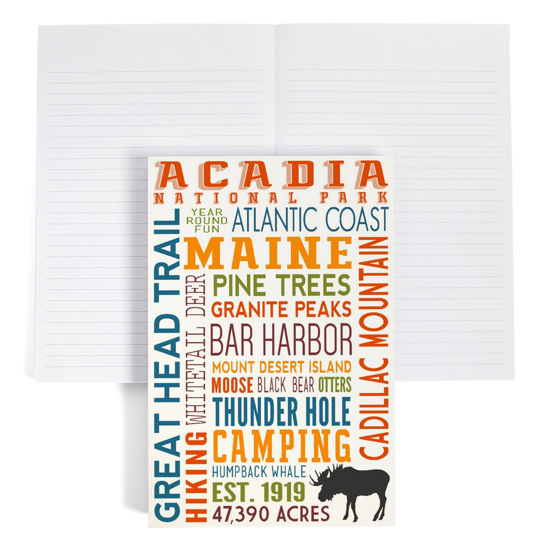 Lined 6x9 Journal, Acadia National Park, Maine, Typography, Lay Flat, 193 Pages, FSC paper Home Lantern Press