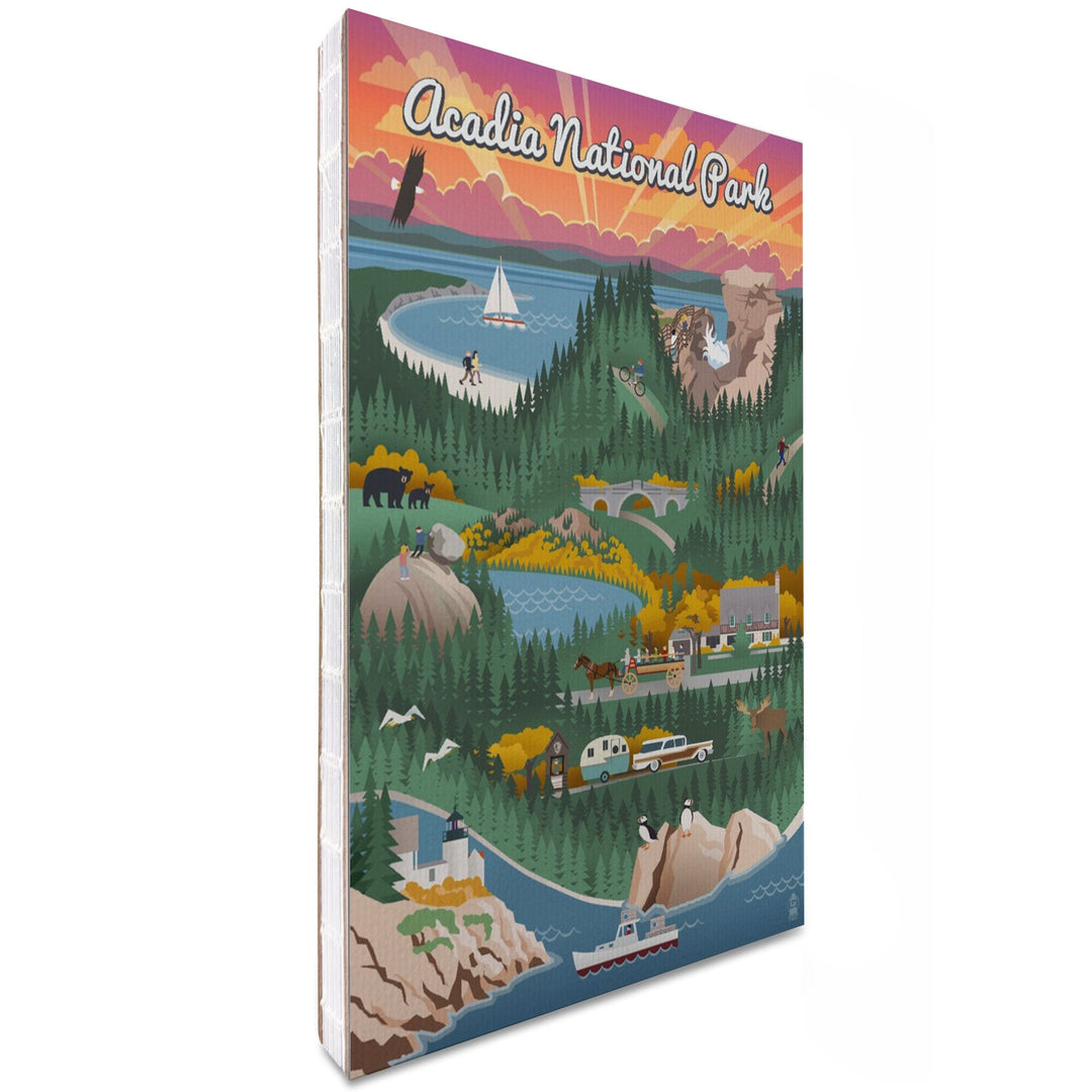 Lined 6x9 Journal, Acadia National Park, Retro View, Lay Flat, 193 Pages, FSC paper Home Lantern Press