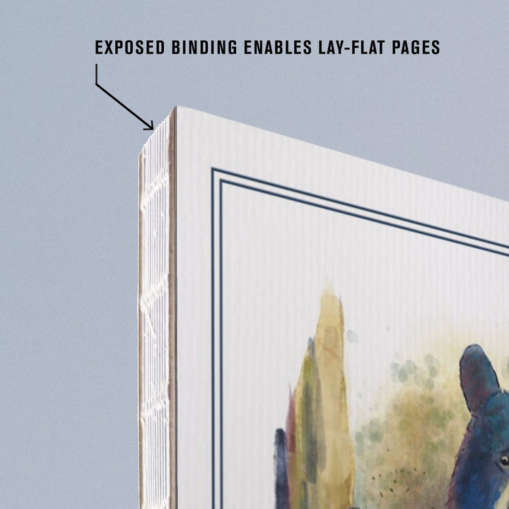 Lined 6x9 Journal, Adirondack Mountains, Black Bear and Cub, Watercolor, Lay Flat, 193 Pages, FSC paper Home Lantern Press