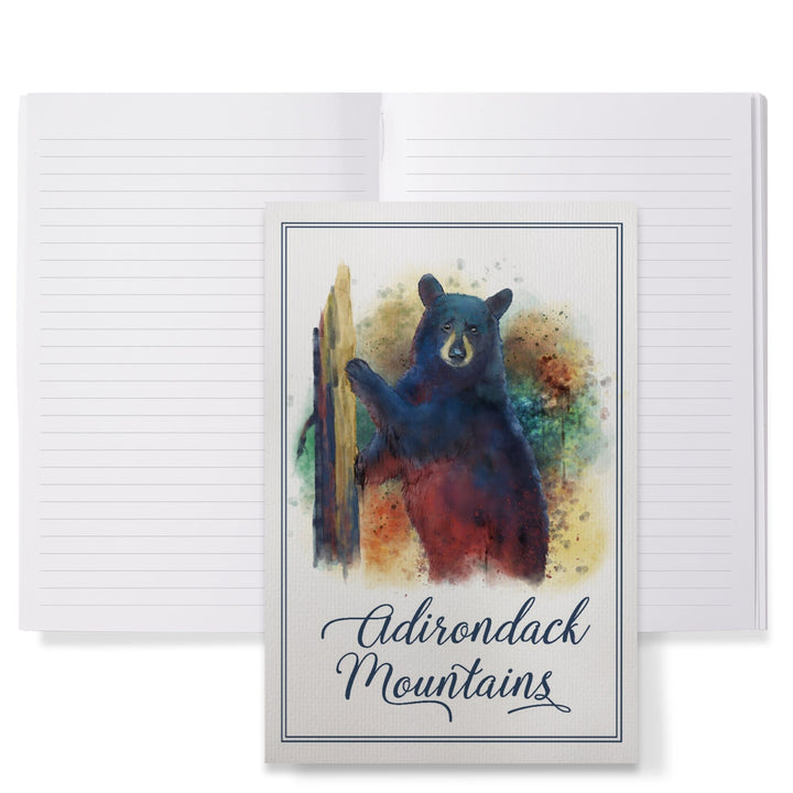 Lined 6x9 Journal, Adirondack Mountains, Black Bear and Cub, Watercolor, Lay Flat, 193 Pages, FSC paper Home Lantern Press