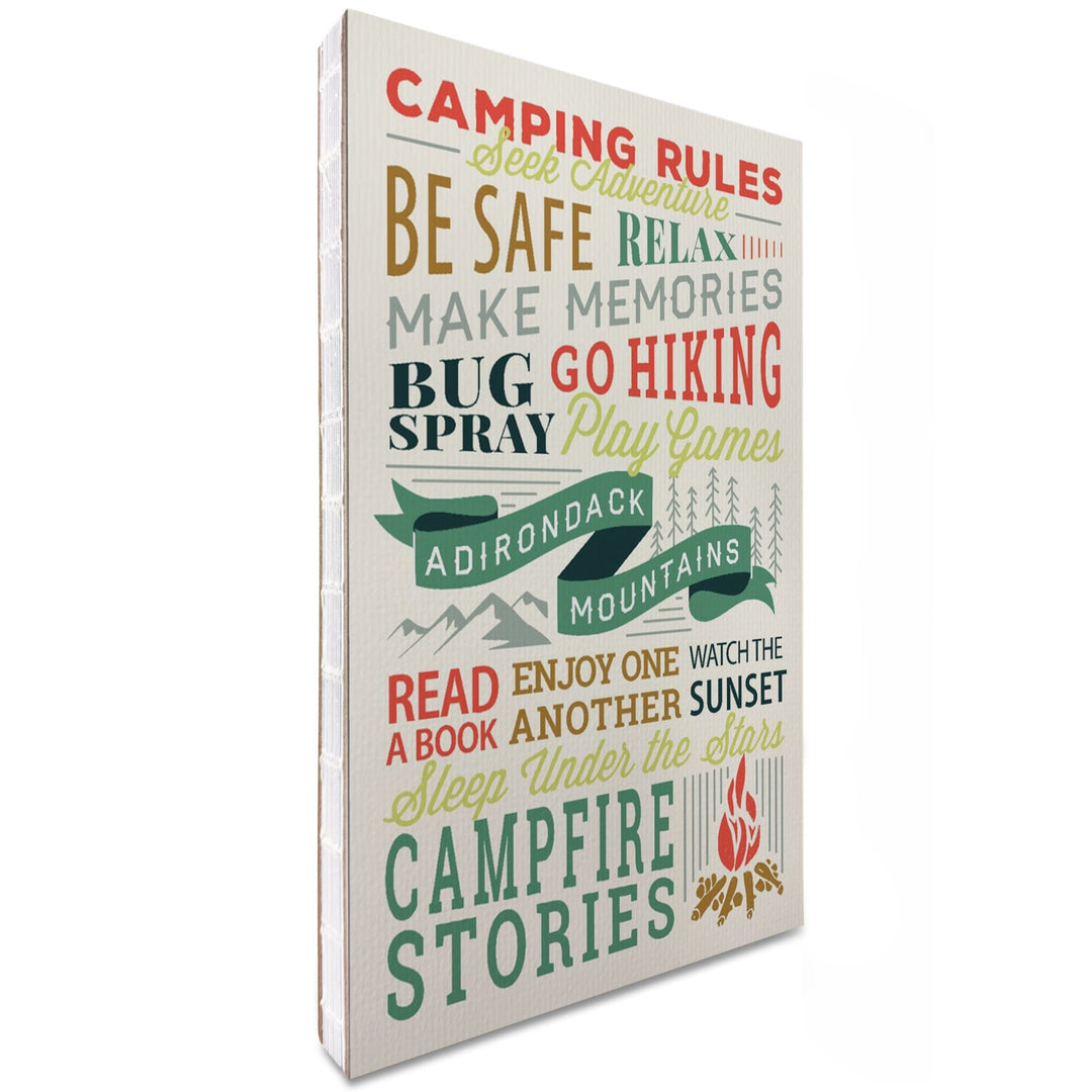 Lined 6x9 Journal, Adirondack Mountains, Camping Rules, Typography, Lay Flat, 193 Pages, FSC paper Home Lantern Press