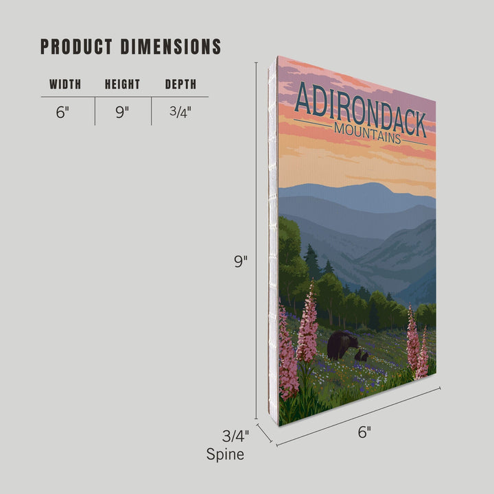 Lined 6x9 Journal, Adirondack Mountains, New York, Bears and Spring Flowers, Lay Flat, 193 Pages, FSC paper Home Lantern Press