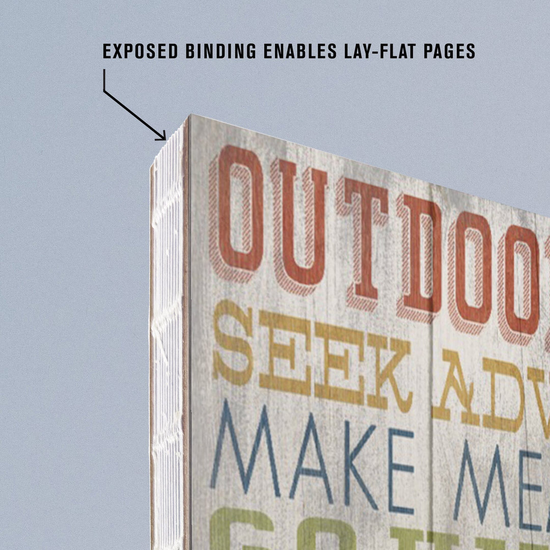 Lined 6x9 Journal, Adirondack Mountains, New York, Outdoor Rules, Rustic Typography, Lay Flat, 193 Pages, FSC paper Home Lantern Press