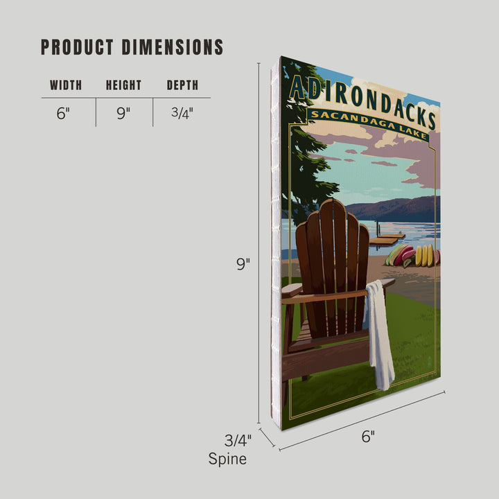 Lined 6x9 Journal, Adirondack Mountains, New York, Sacandaga Lake Adirondack Chair, Lay Flat, 193 Pages, FSC paper Home Lantern Press