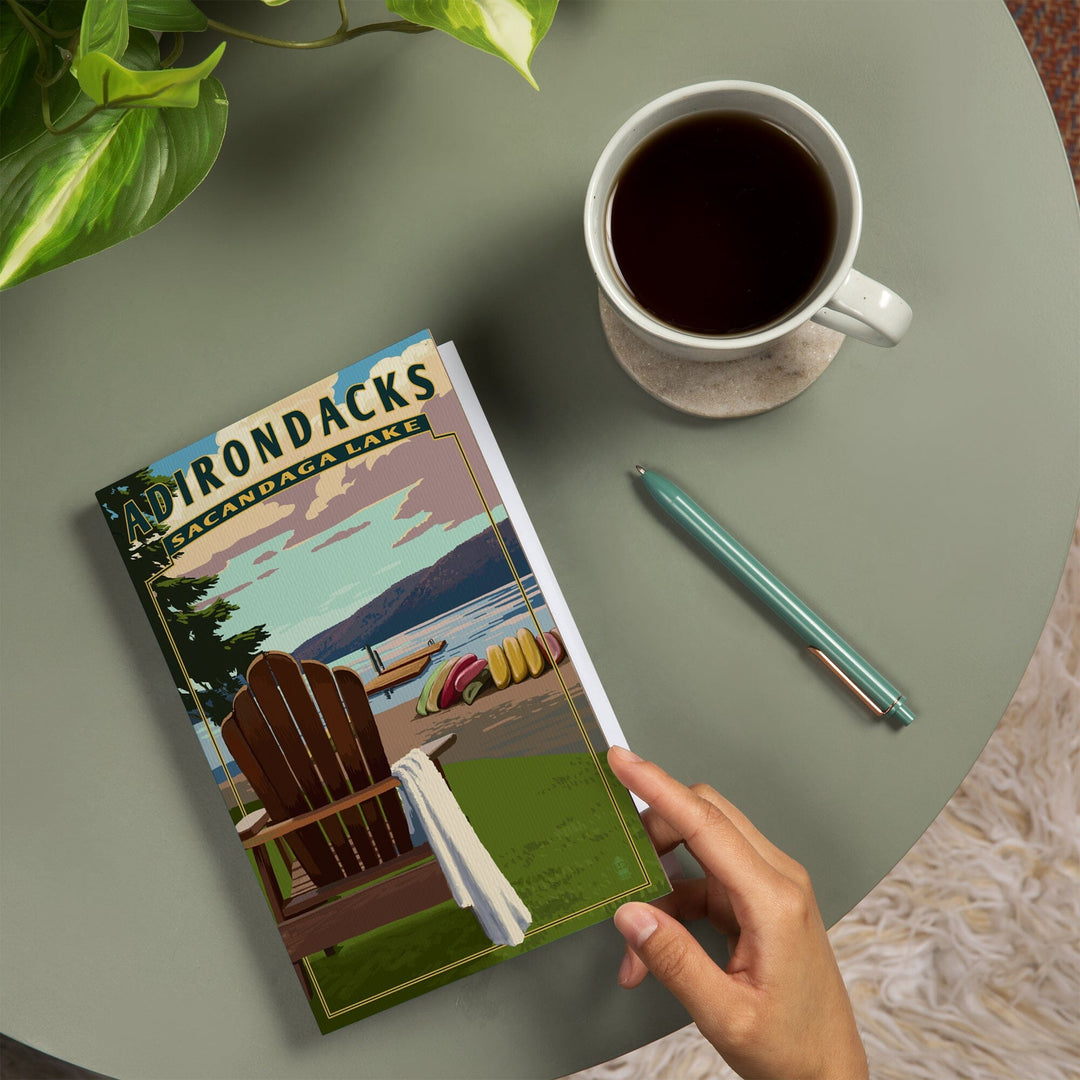 Lined 6x9 Journal, Adirondack Mountains, New York, Sacandaga Lake Adirondack Chair, Lay Flat, 193 Pages, FSC paper Home Lantern Press