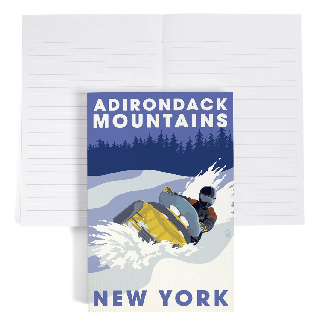 Lined 6x9 Journal, Adirondack Mountains, New York, Snowmobile Scene, Lay Flat, 193 Pages, FSC paper Home Lantern Press