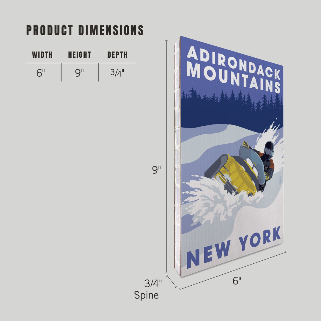 Lined 6x9 Journal, Adirondack Mountains, New York, Snowmobile Scene, Lay Flat, 193 Pages, FSC paper Home Lantern Press