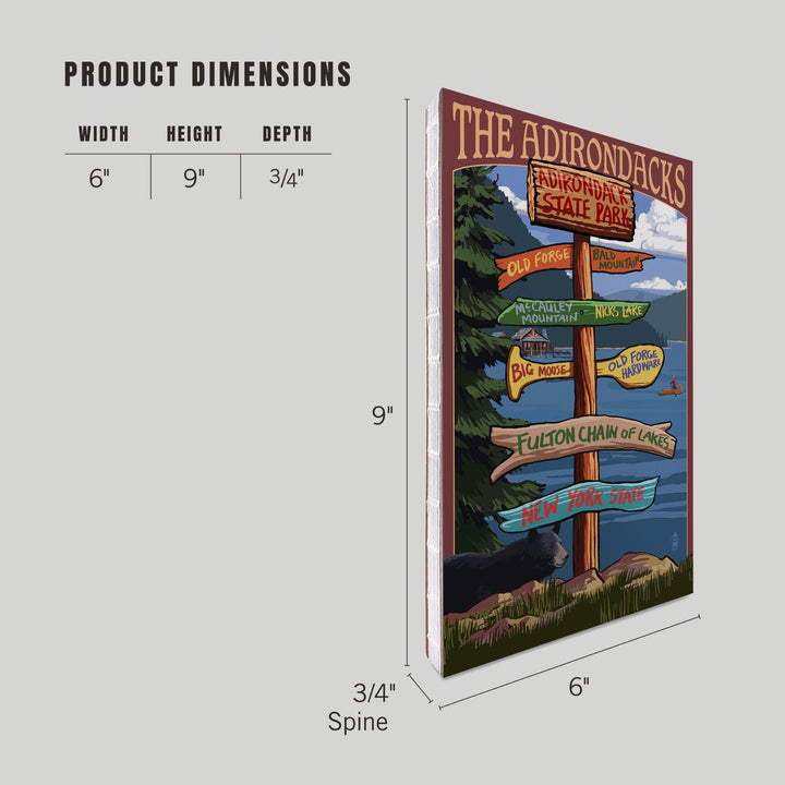 Lined 6x9 Journal, Adirondack Park, New York, The Adirondacks, Destinations Sign, Lay Flat, 193 Pages, FSC paper Home Lantern Press