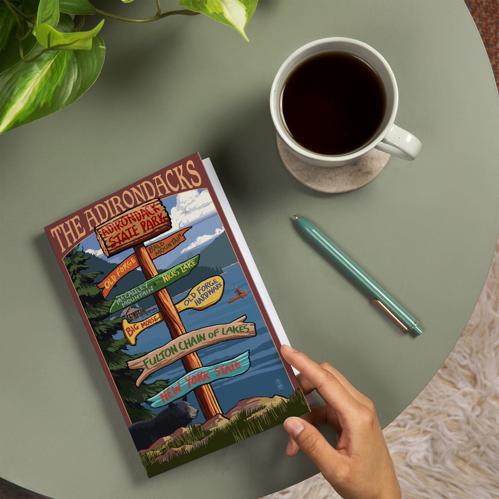 Lined 6x9 Journal, Adirondack Park, New York, The Adirondacks, Destinations Sign, Lay Flat, 193 Pages, FSC paper Home Lantern Press