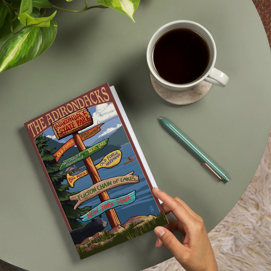 Lined 6x9 Journal, Adirondack Park, New York, The Adirondacks, Destinations Sign, Lay Flat, 193 Pages, FSC paper Home Lantern Press