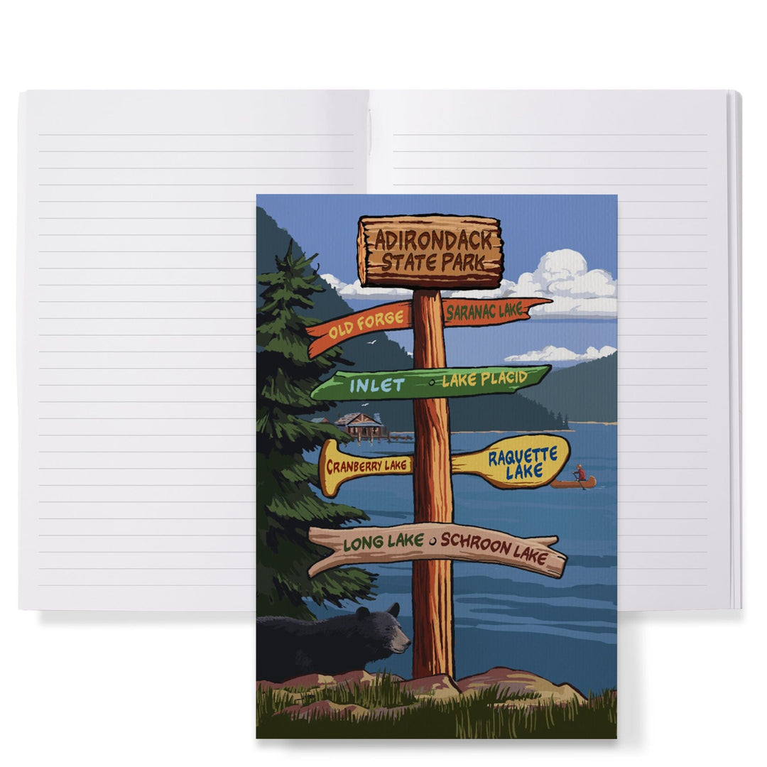 Lined 6x9 Journal, Adirondack State Park, New York, Destination Signpost, Lay Flat, 193 Pages, FSC paper Home Lantern Press
