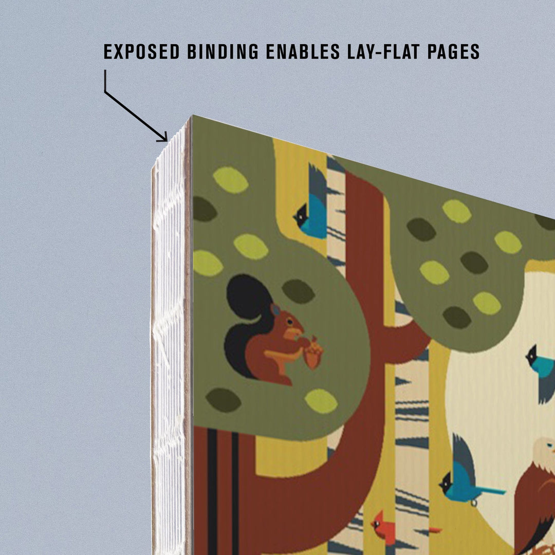 Lined 6x9 Journal, Adirondack State Park, New York, Forest Animals, Geometric, Lay Flat, 193 Pages, FSC paper Home Lantern Press