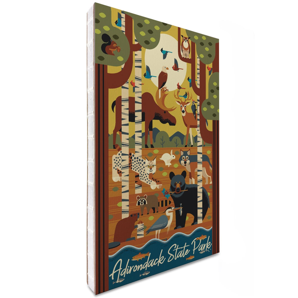 Lined 6x9 Journal, Adirondack State Park, New York, Forest Animals, Geometric, Lay Flat, 193 Pages, FSC paper Home Lantern Press